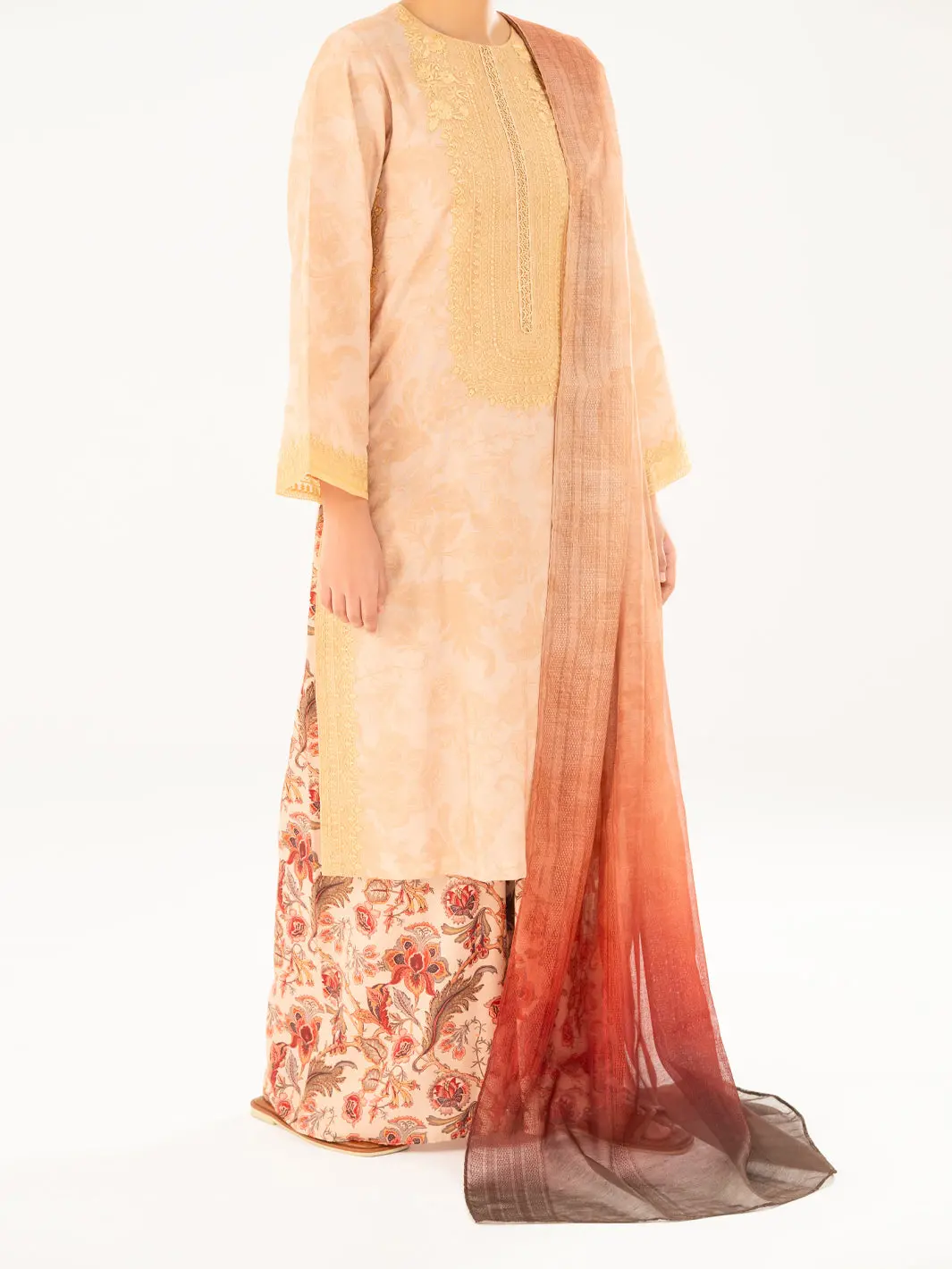 Khaki Poly Jacquard 3Pc Stitched - Awp-3Ps-768 1