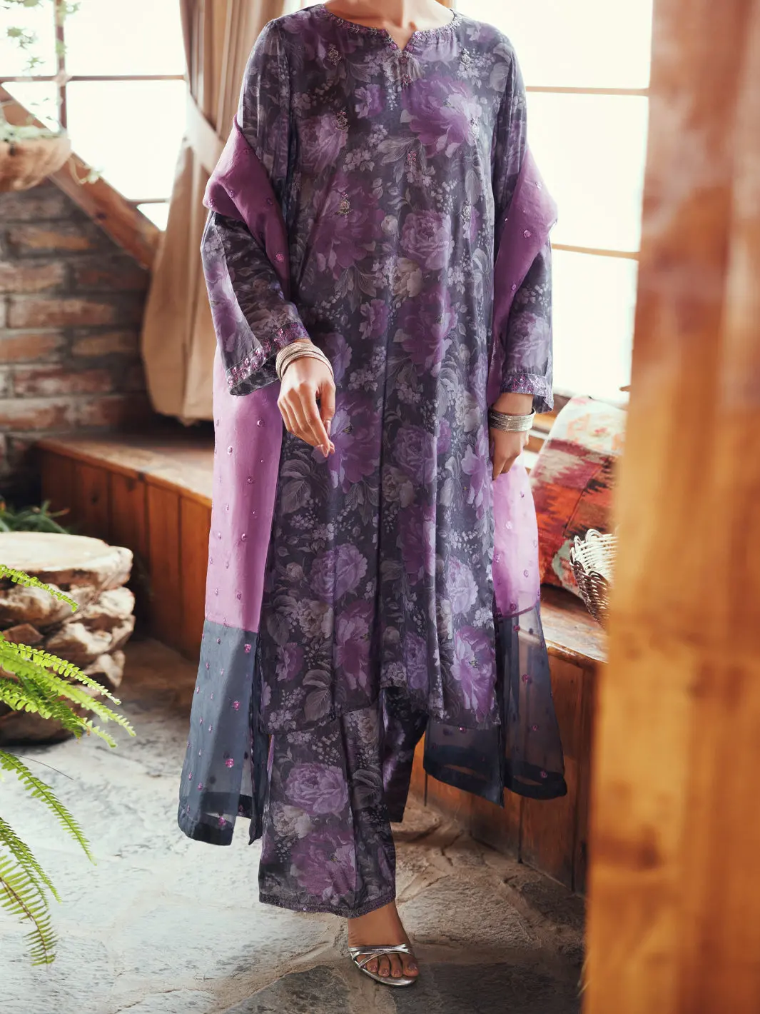 Purple Viscose 3Pc Stitched - Awp-3Ps-779 1
