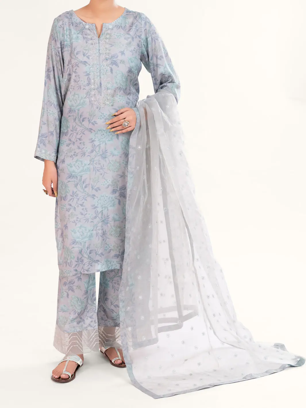 Grey Viscose 3Pc Stitched - Awp-3Ps-781 1