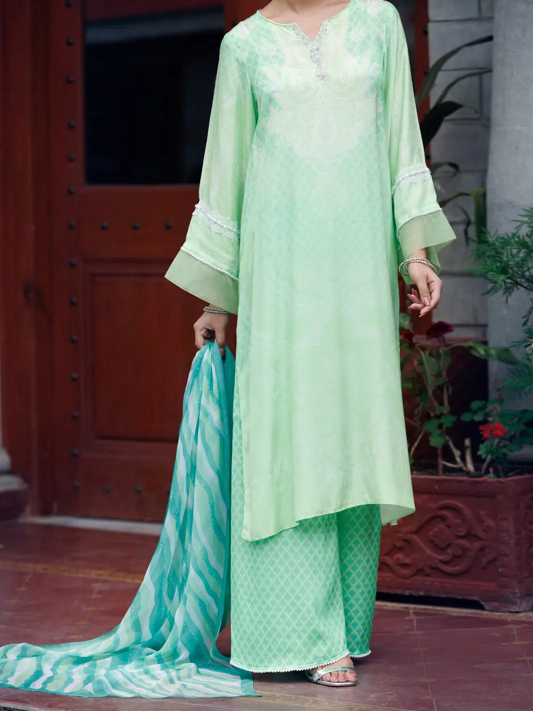 Light Green Thai Silk 3Pc Stitched - Awp-3Ps-782 1