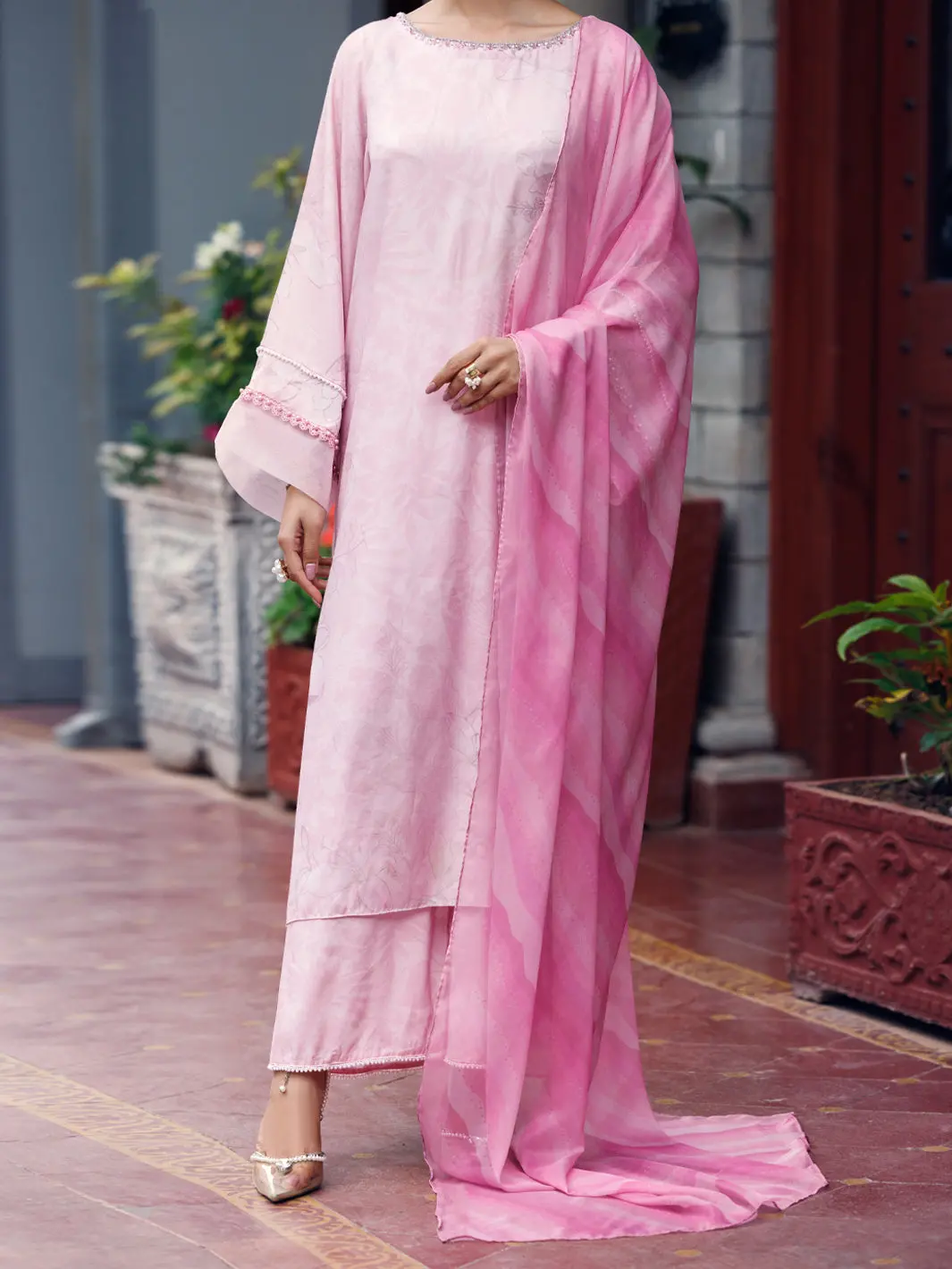 Light Pink Thai Silk 3Pc Stitched - Awp-3Ps-784 1
