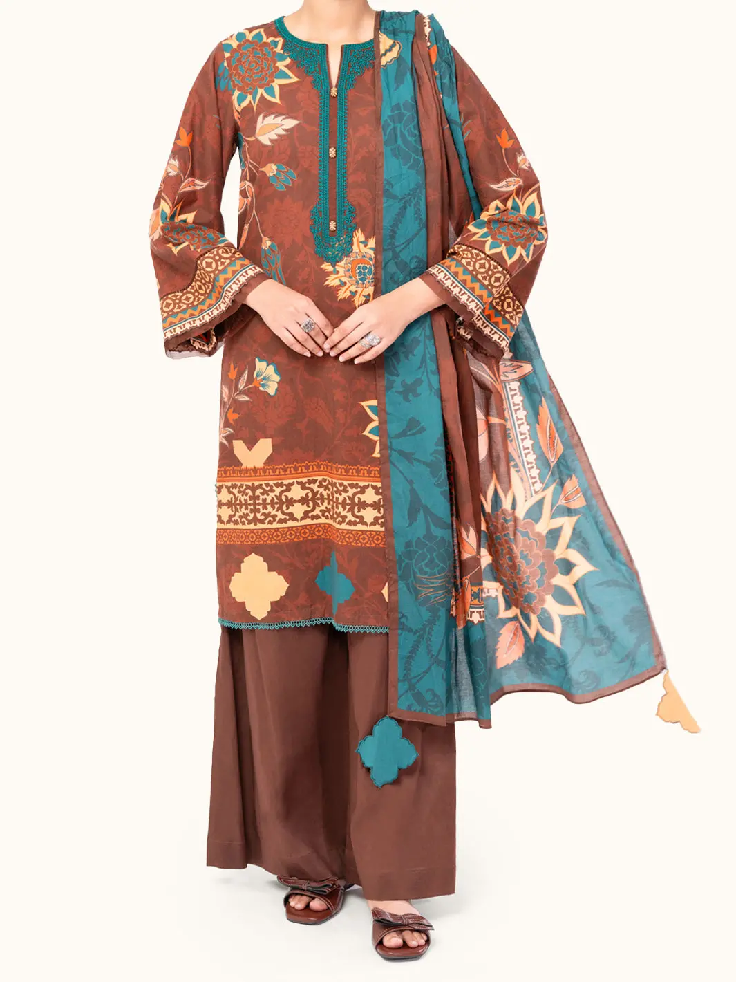 Brown Cambric 3Pc Unstitched - Awp-3Ps-788 1