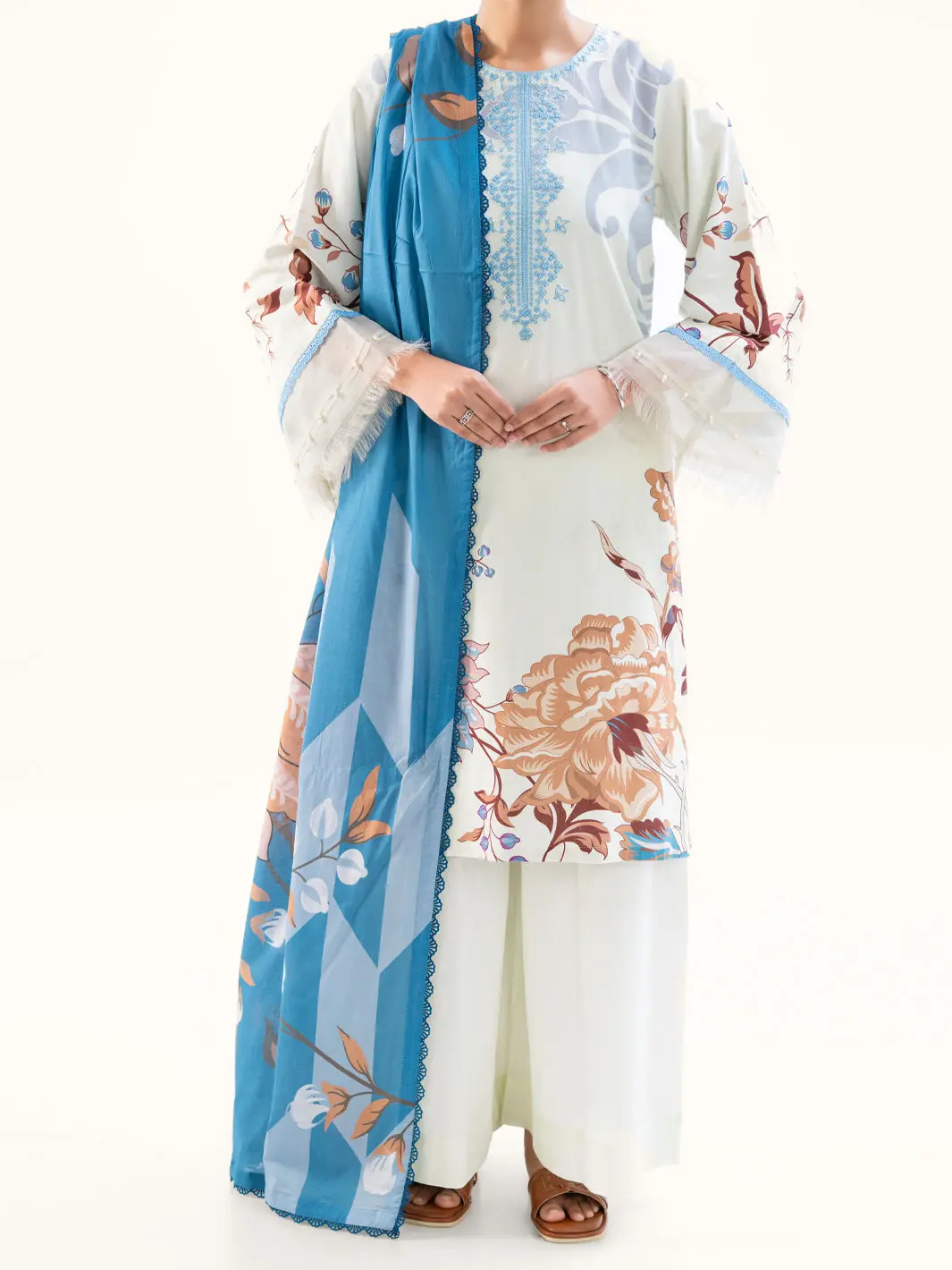 Cream Cambric 3Pc Unstitched - Awp-3Ps-789 1