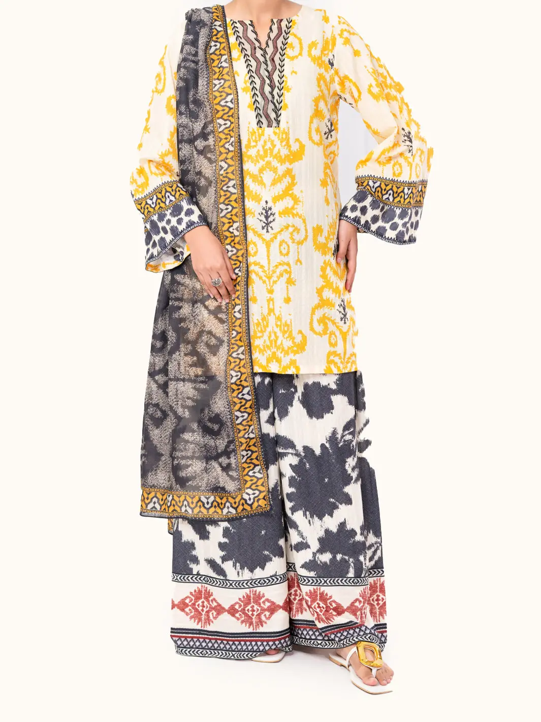 Lemon Lino Kara 3Pc Unstitched - Awp-3Ps-802 1