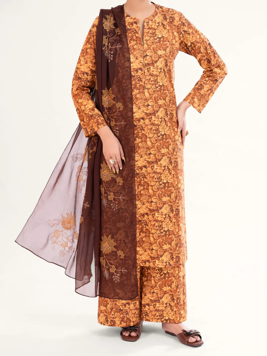 Brown Lawn 3Pc Stitched - Awp-3Ps-862 1