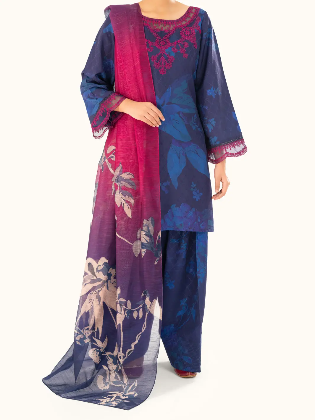 Blue Swiss Jacquard 3Pc Stitched - Awp-3Ps-866 1