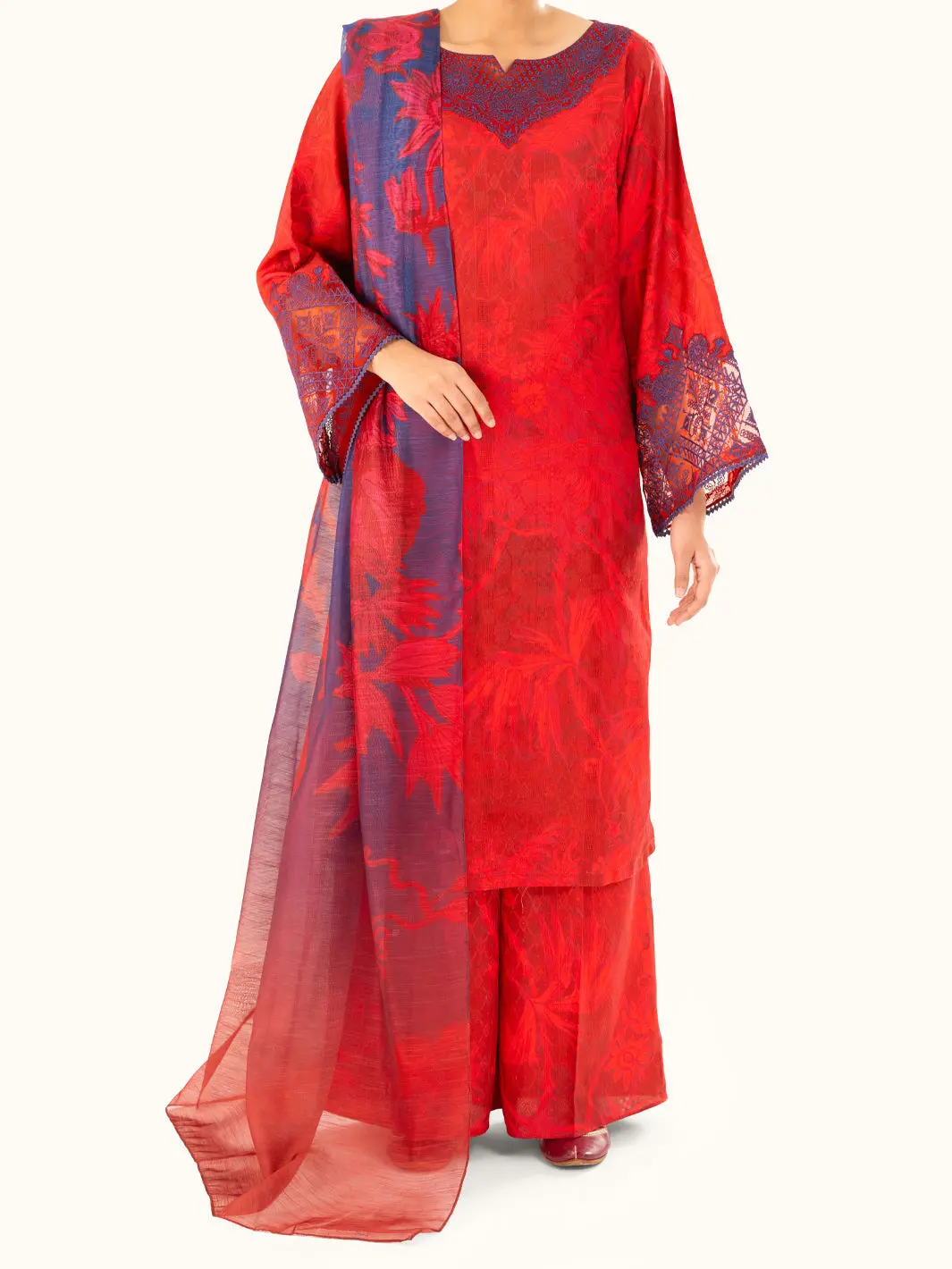 Red Swiss Jacquard 3Pc Stitched - Awp-3Ps-867 1