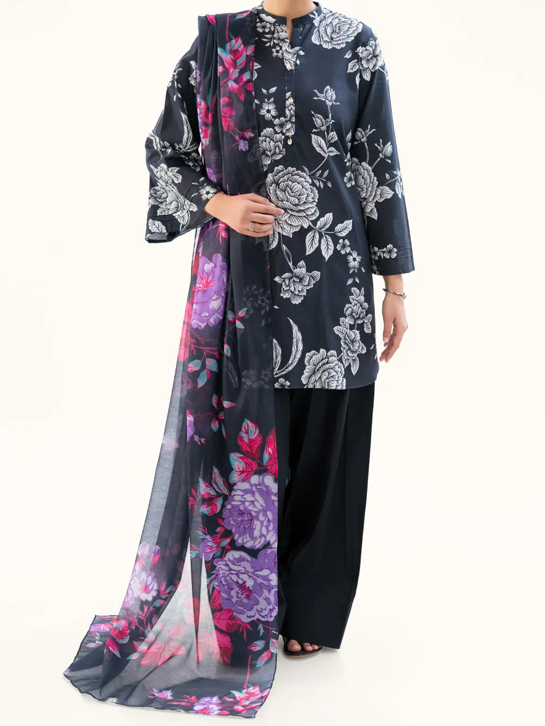 Black Cambric 3Pc Unstitched - Awp-3Ps-873 1