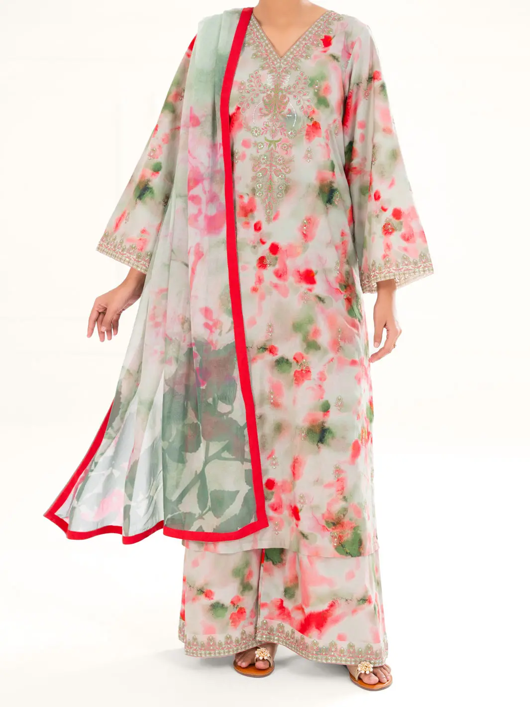 Light Green Cambric 3Pc Stitched - Awp-3Ps-876 1