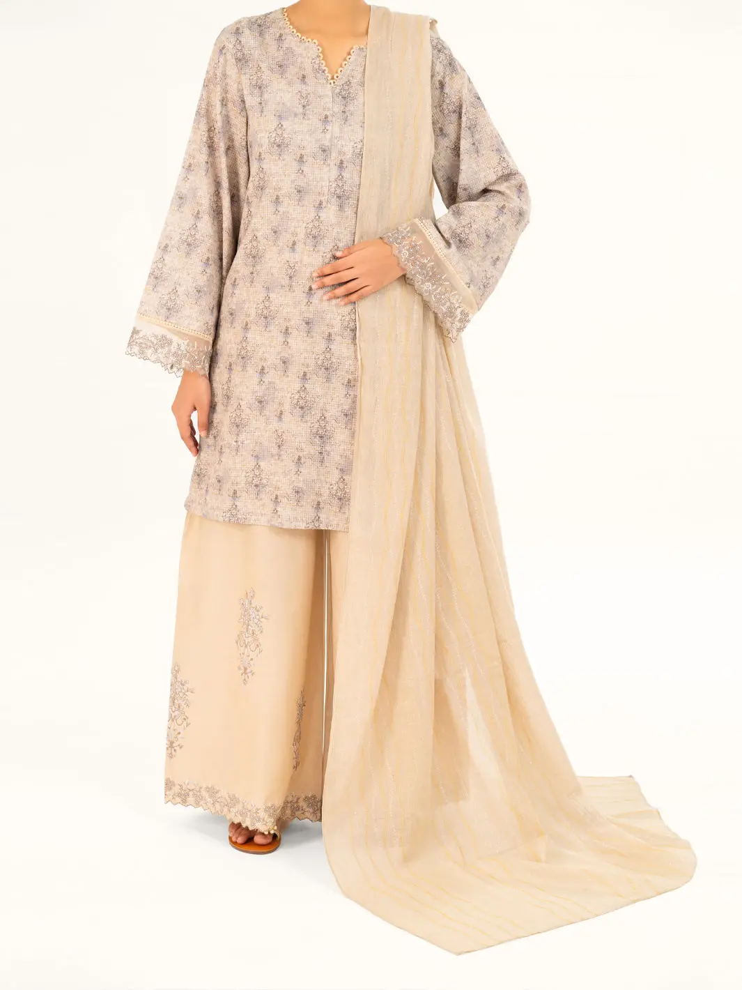 Beige Dobby 3Pc Stitched - Awp-3Ps-877 1