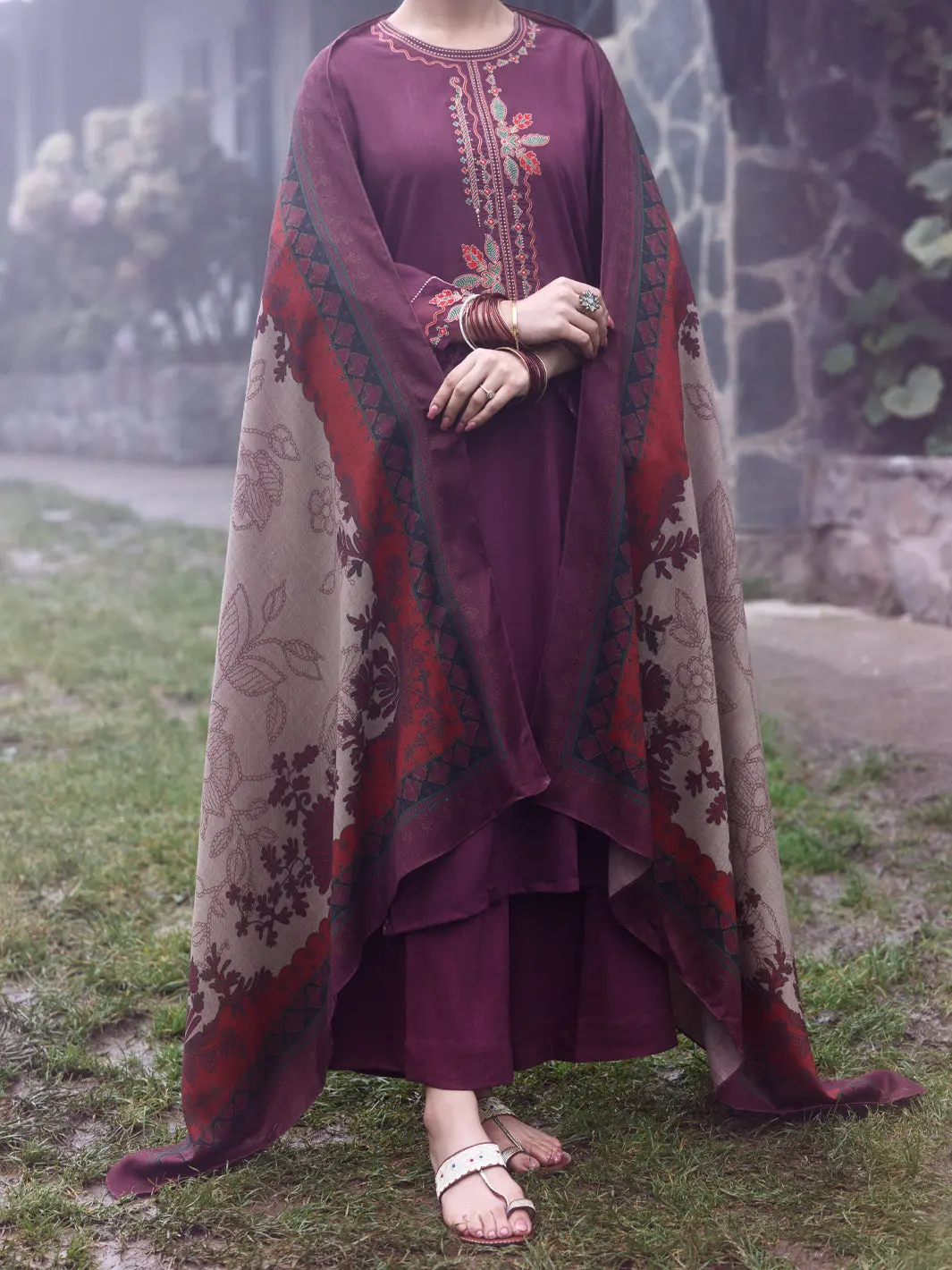 Purple Poly Khaddar 3Pc Stitched -Awp-3Ps-882 1