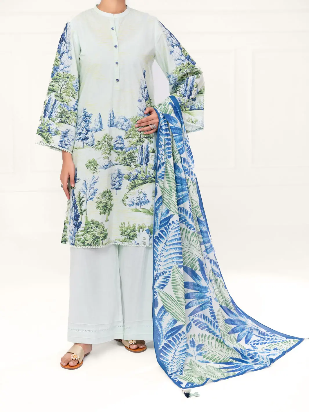 Ice Blue Cambric 3Pc Unstitched - Awp-3Ps-892 1