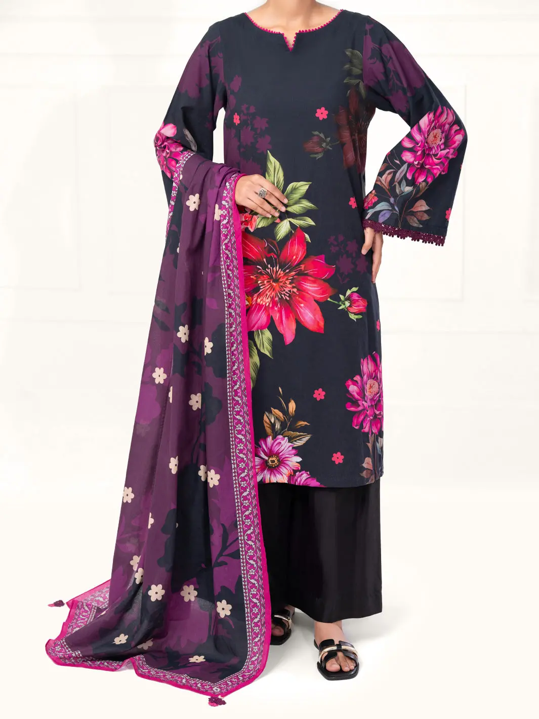 Black Cambric 3Pc Unstitched - Awp-3Ps-893 1