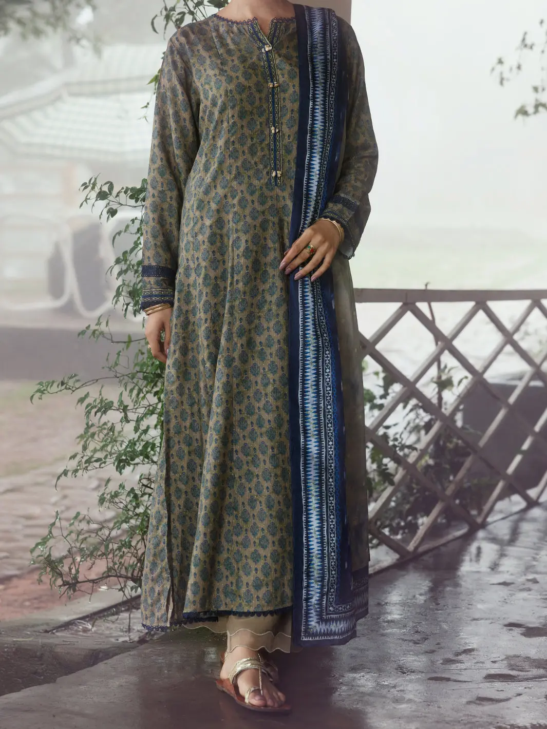 Sage Green Viscose Silk 2Pc Unstitched - Awp-2Ps-Lkd-838 1