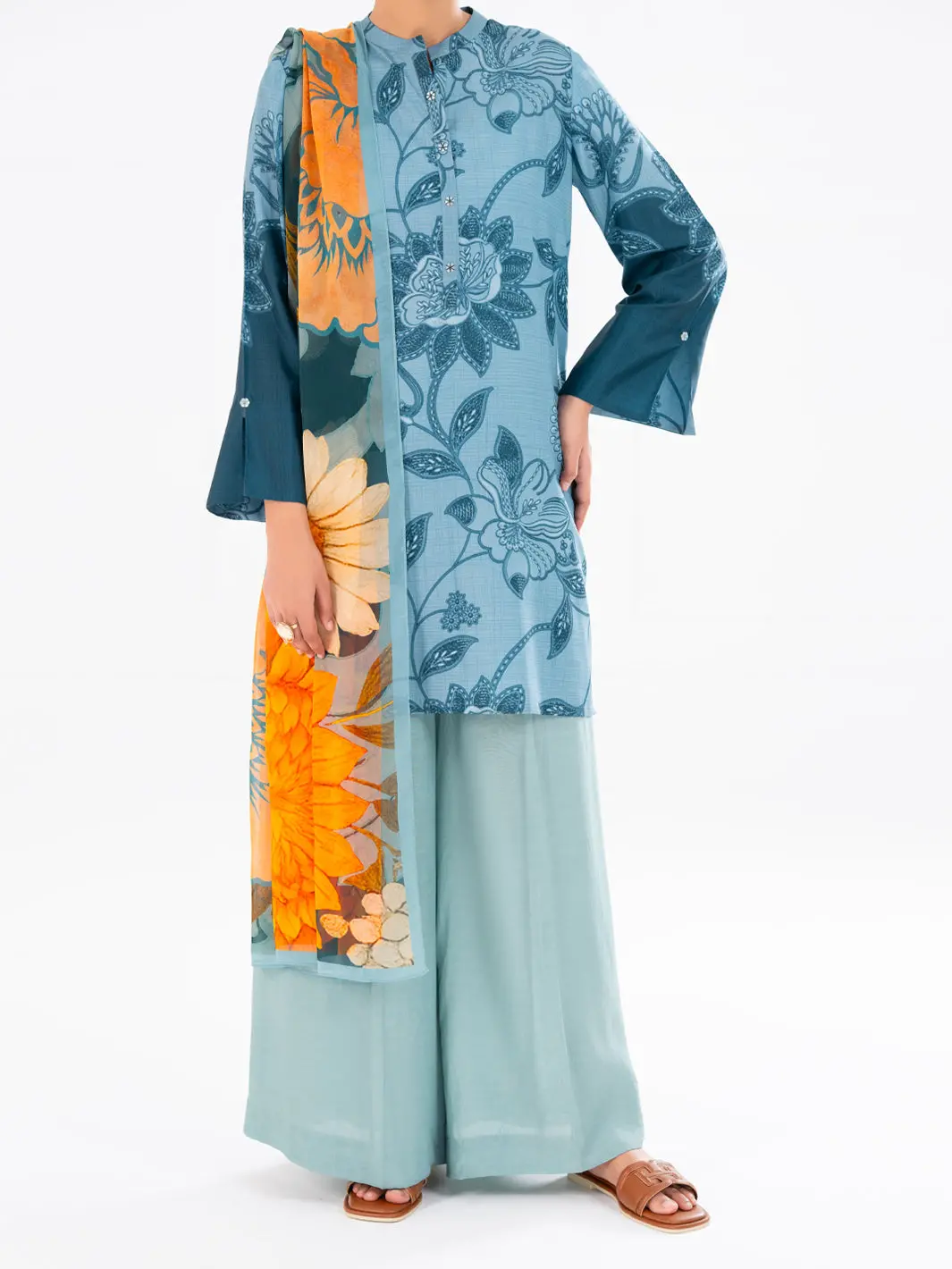 Aqua Blue Poly Cambric 2Pc Unstitched - Awp-Lkd-840 1