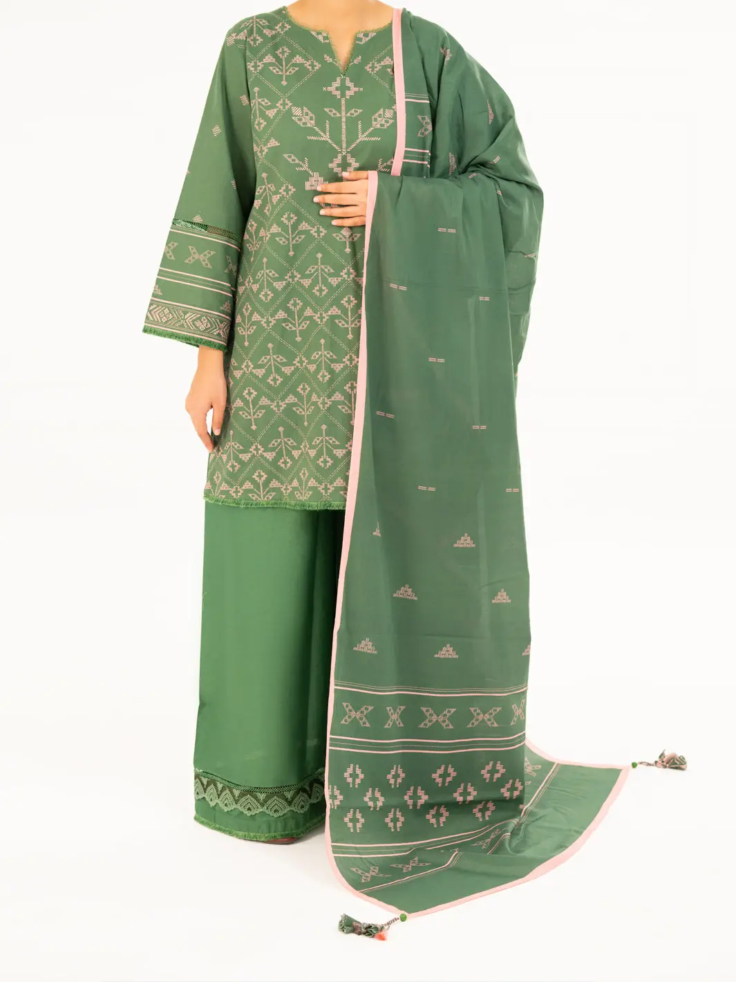 Green Cambric 2Pc Unstitched - Awp-2Ps-Slkd-Un-835 1