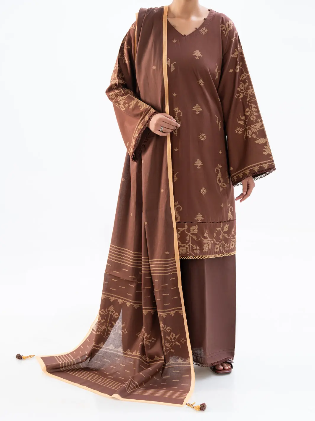 Brown Cambric 2Pc Unstitched - Awp-2Ps-Slkd-Un-836 1