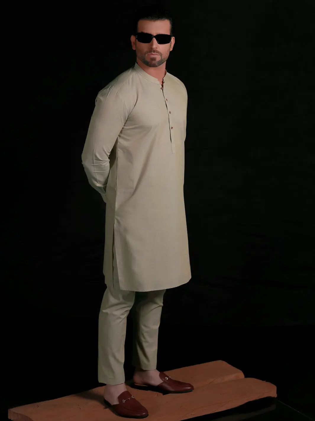 Cream Blended Men Unstitched Fabric - Al-Nizam-22 1