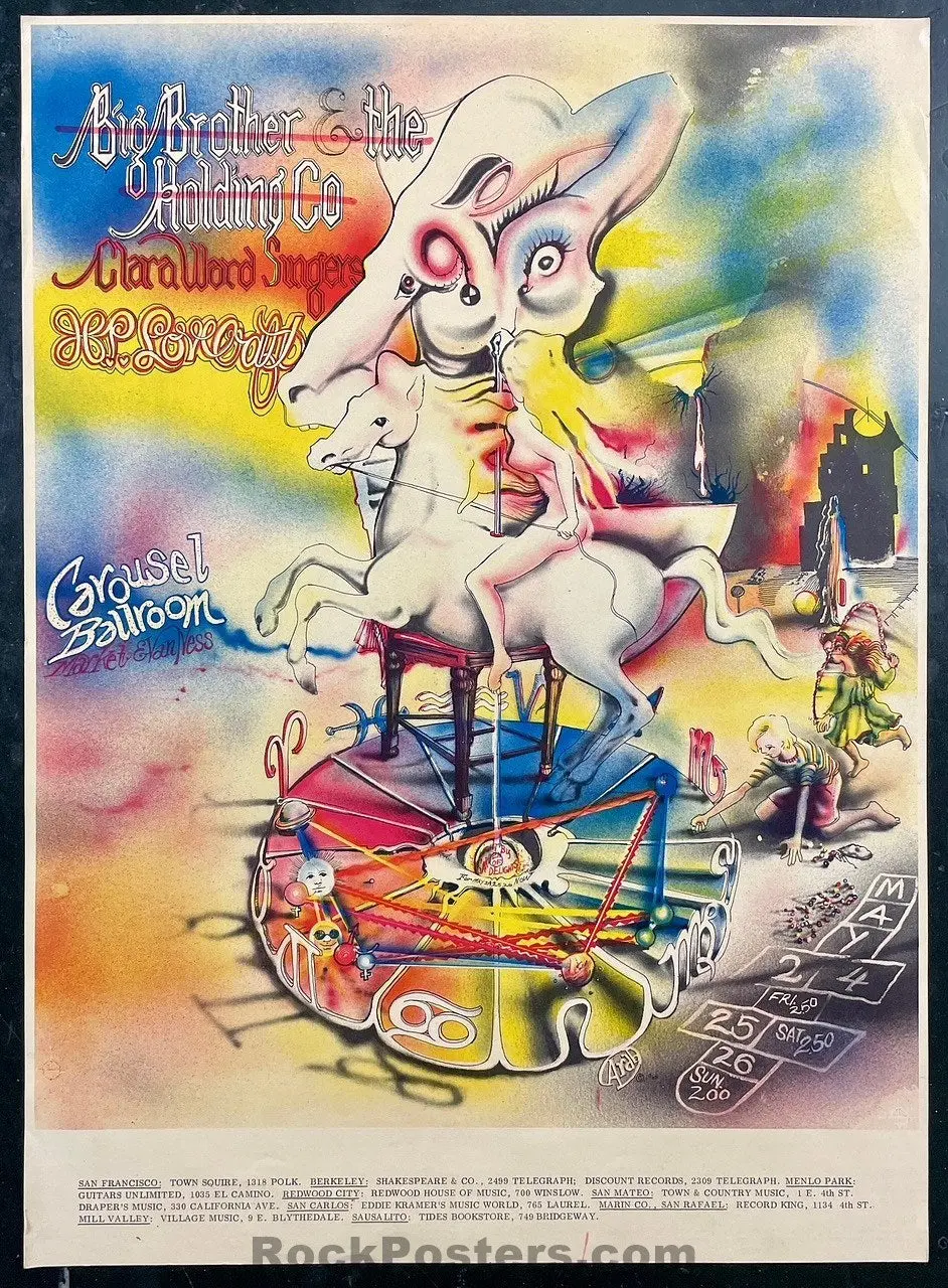 Auction - Aor 2.164 - Janis Joplin & Big Brother - 1968 Poster - Carousel Ballroom - Near Mint Minus 1