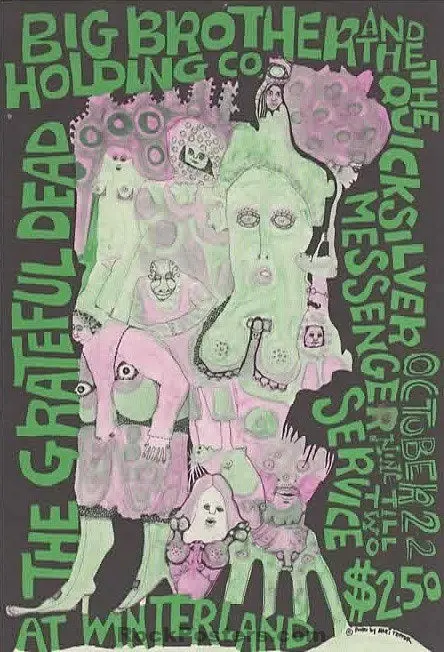 Auction - Aor 2.205 - Grateful Dead - Big Brother Janis Joplin - 1966  Handbill - Winterland - Excellent 1