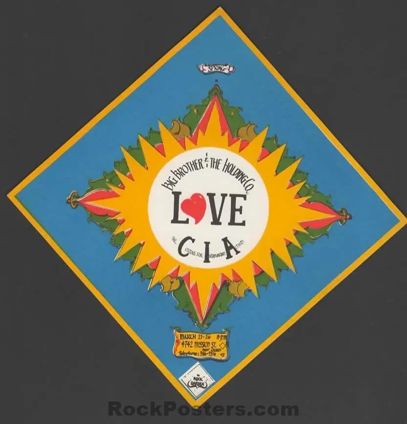 Auction - Aor 2.214 - Love - Big Brother Janis Joplin - 1967 Handbill -  Rock Garden - Near Mint 1