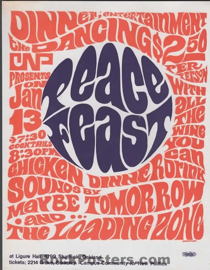 Auction - Aor 2.268 - Peace Fest - 1967 Handbill - Berkeley - Near Mint 1