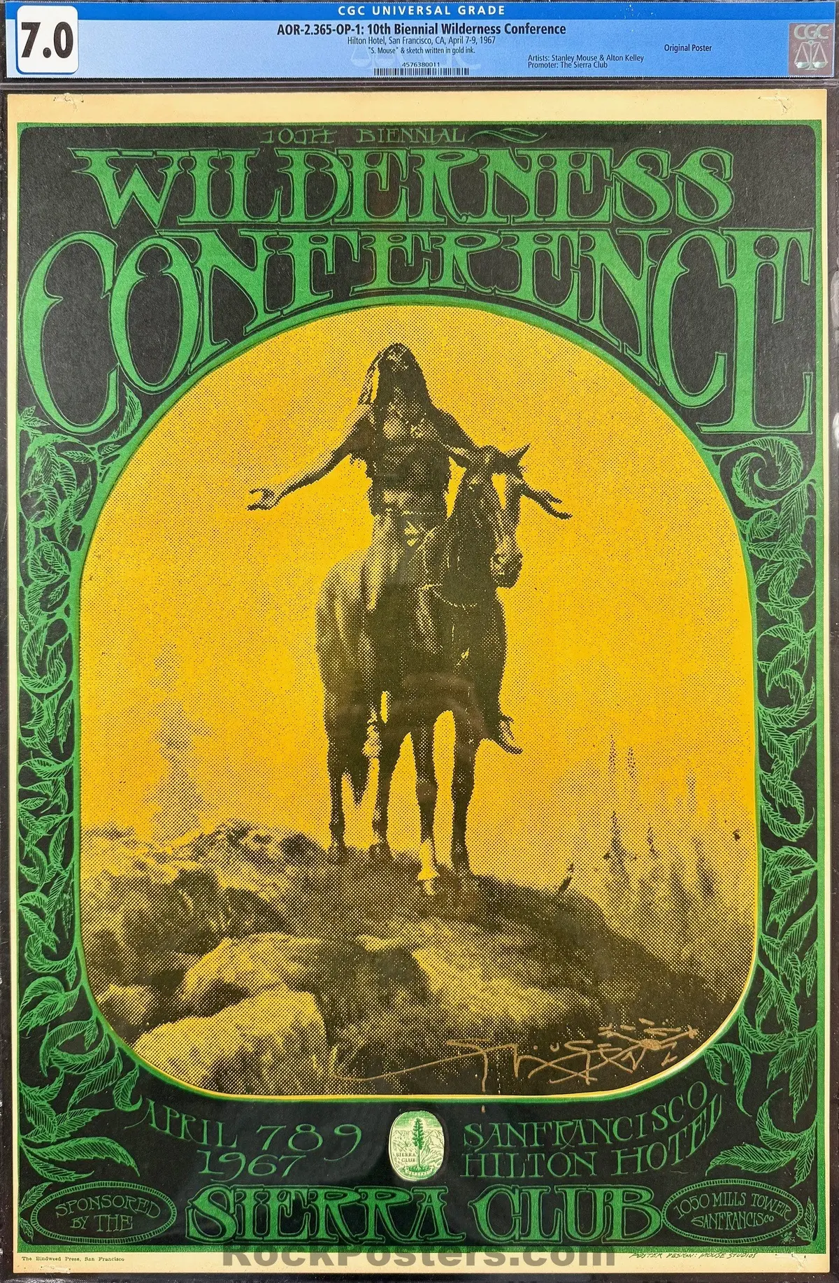 Auction - Aor 2.365 - Wilderness Conference - Stanley Mouse Signed - 1967 Poster - San Francisco - Cgc Graded 7.0 1