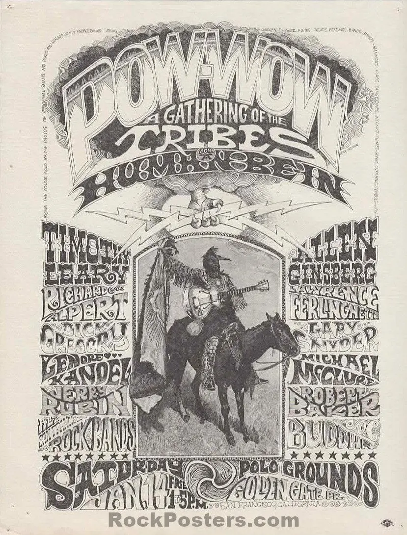 Auction - Aor 2.215 - Human Be-In - Grateful Dead - Timothy Leary - Rick Griffin - 1967 Handbill - Excellent 1