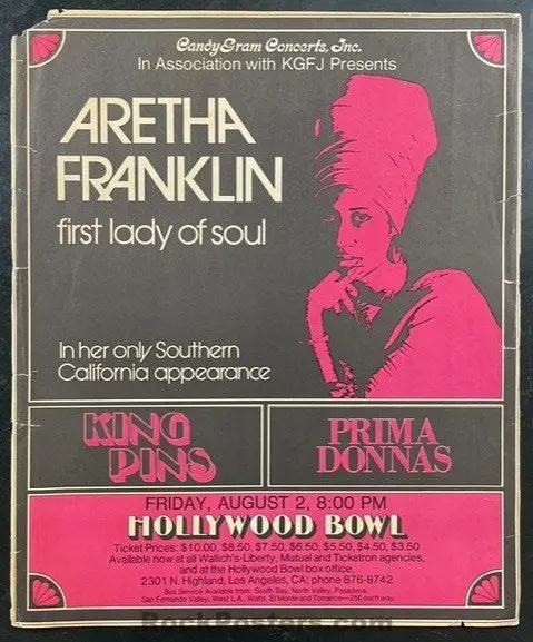 Auction - Aretha Franklin - 1974 Poster - Hollywood Bowl - Good 1