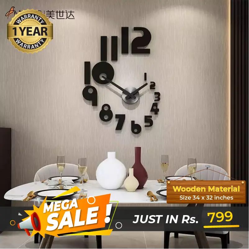 Large Size Wooden Diy Clock With 12 Inches Needles 1