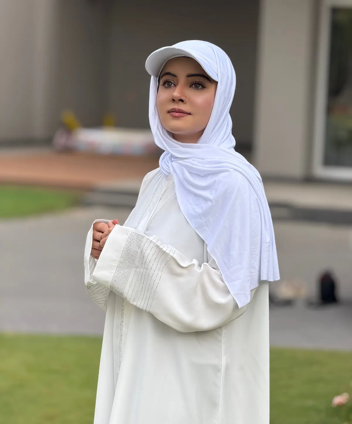 Angle White Abaya – Modest Elegance In White | Premium Nida Fabric | Haya By Rabi 1