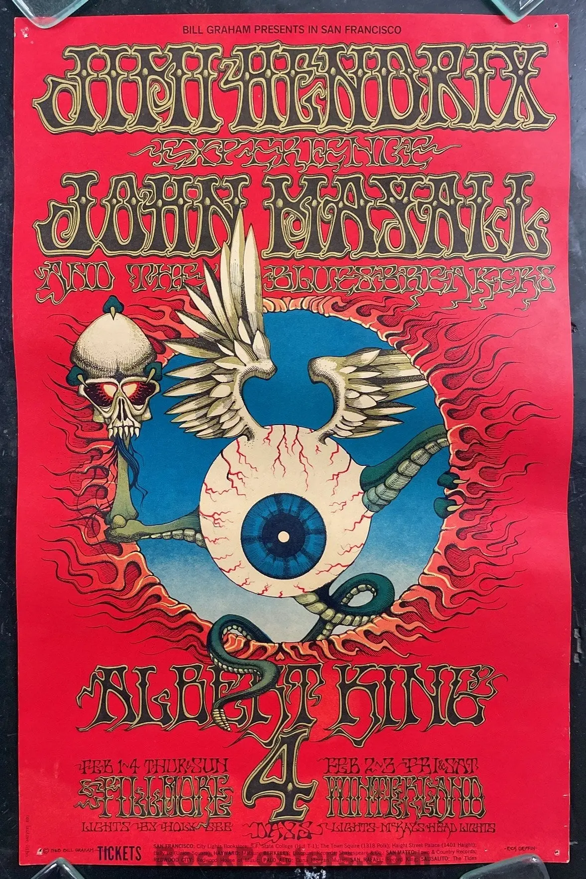 Auction - Bg-105 - Jimi Hendrix - Rick Griffin - 1968 Poster - Fillmore/Winterland - Excellent 1