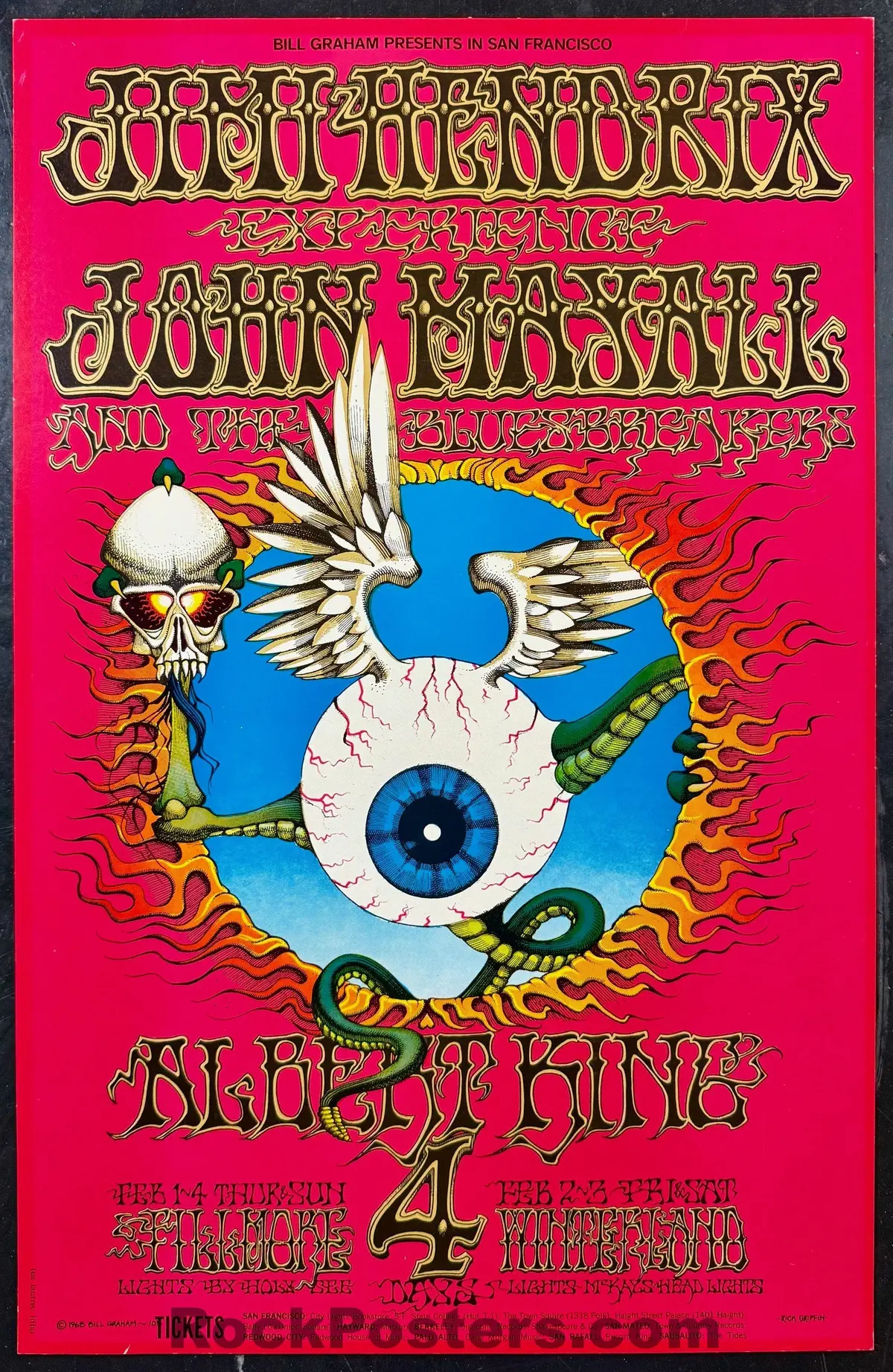 Auction - Bg-105-Rp-2 - Jimi Hendrix - Rick Griffin - 1968 Poster - Fillmore/Winterland - Excellent 1