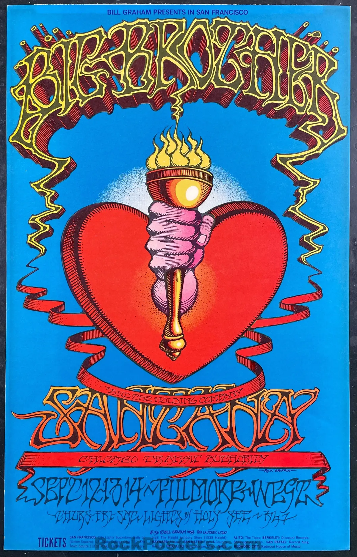 Auction - Bg-136 - Big Brother Janis Joplin - Rick Griffin - 1968 Concert Poster - Fillmore West - Excellent 1