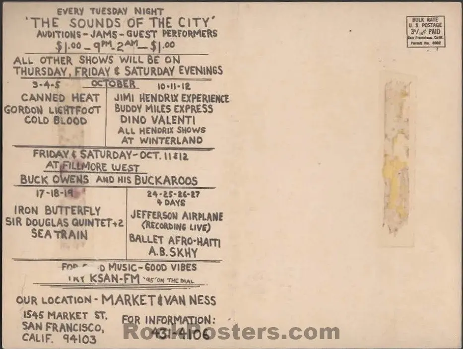 Auction - Bg140/141 - Jimi Hendrix - Rick Griffin - 1968 Uncut Postcards - Fillmore West/Winterland - Excellent 2