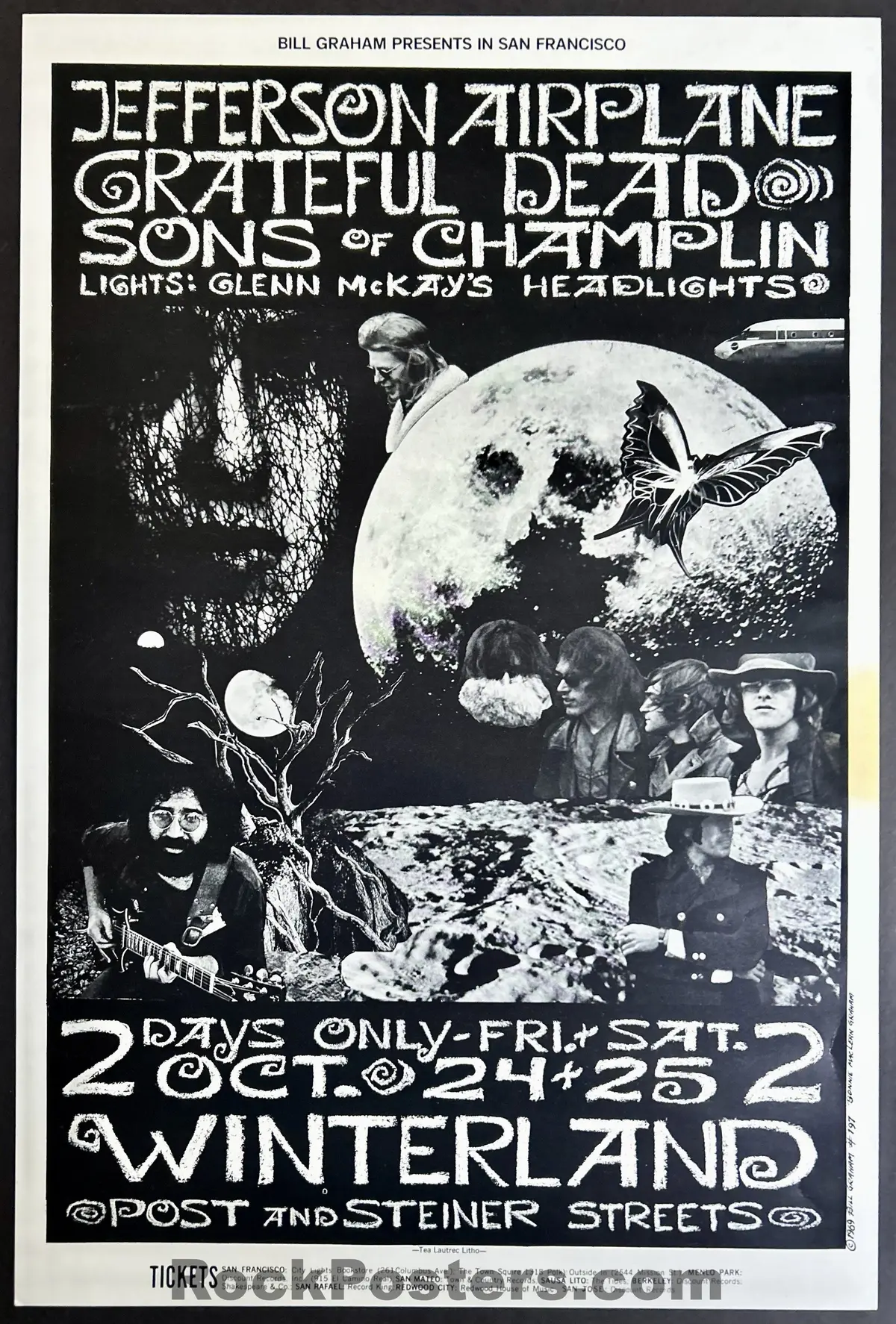 Auction - Bg-197 - Grateful Dead - Jefferson Airplane - 1969 Poster - Winterland - Excellent 1
