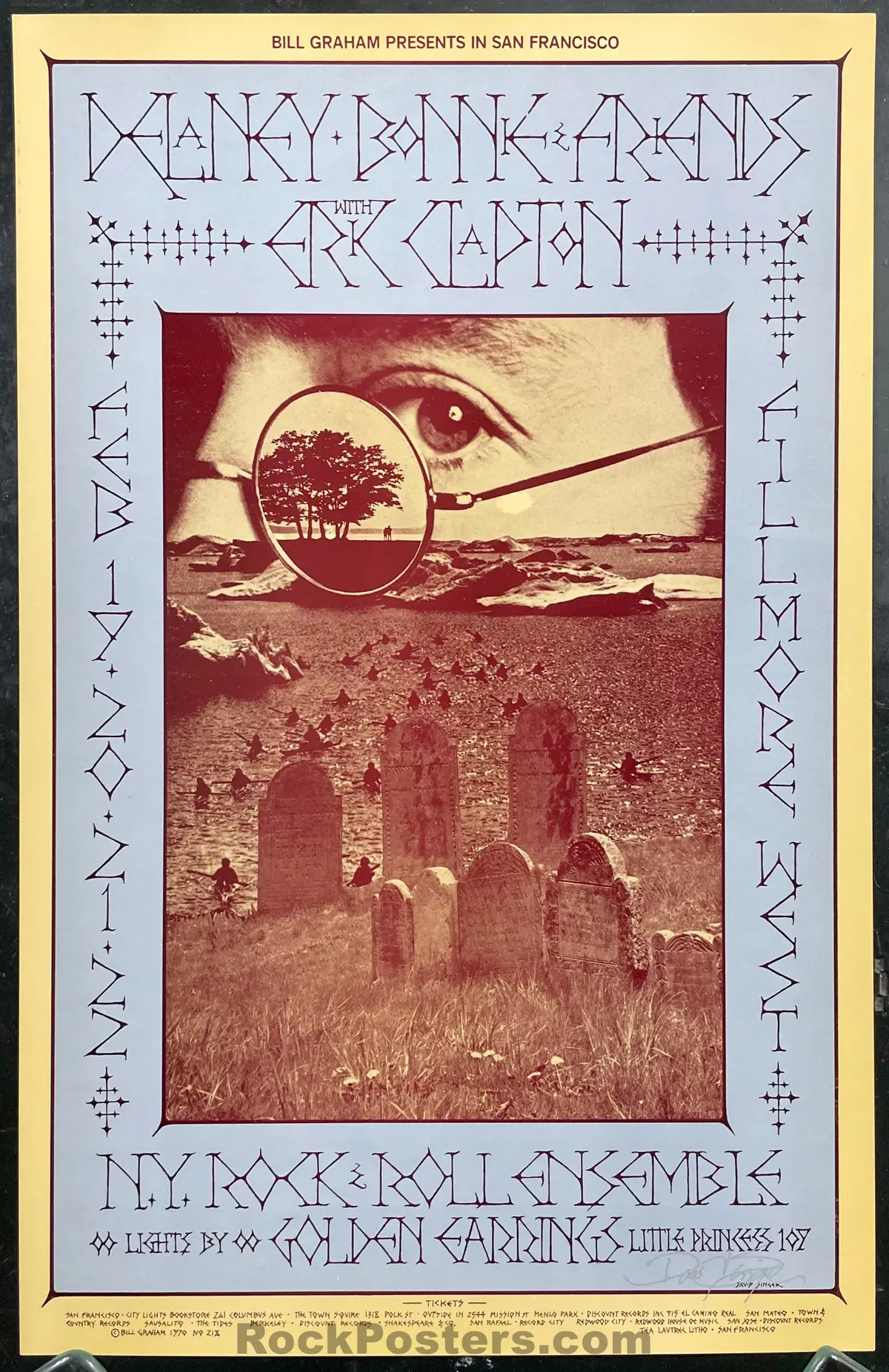 Auction - Bg-218 - Eric Clapton - David Singer Signed - Fillmore West - 1970 Poster - Near Mint Minus 1