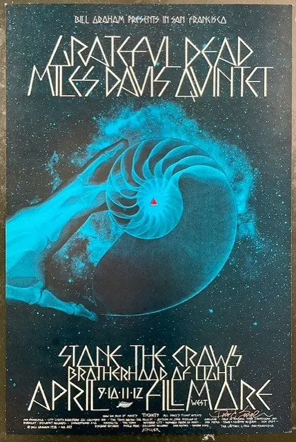 Auction - Bg-227 - Grateful Dead - Miles Davis - David Singer Signed - 1970 Poster - Fillmore West - Near Mint Minus 1