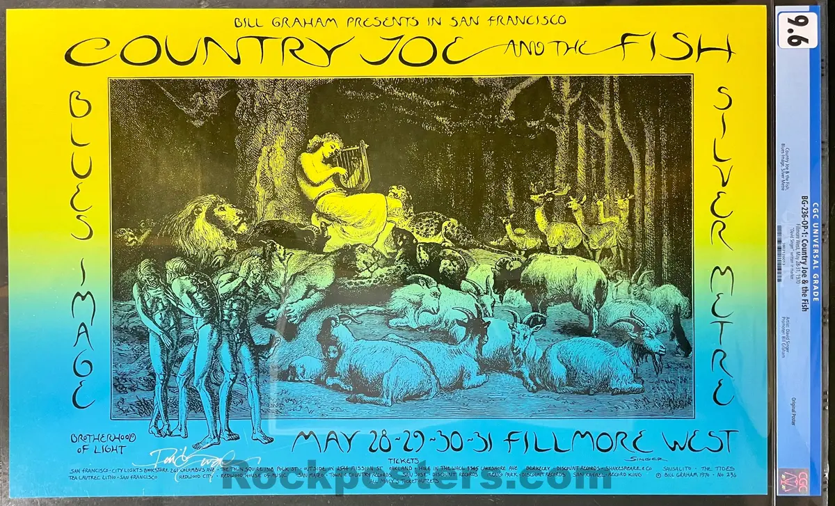 Bg-236 - Country Joe - David Singer Signed - 1970 Poster - Fillmore West - Cgc Graded 9.6 1