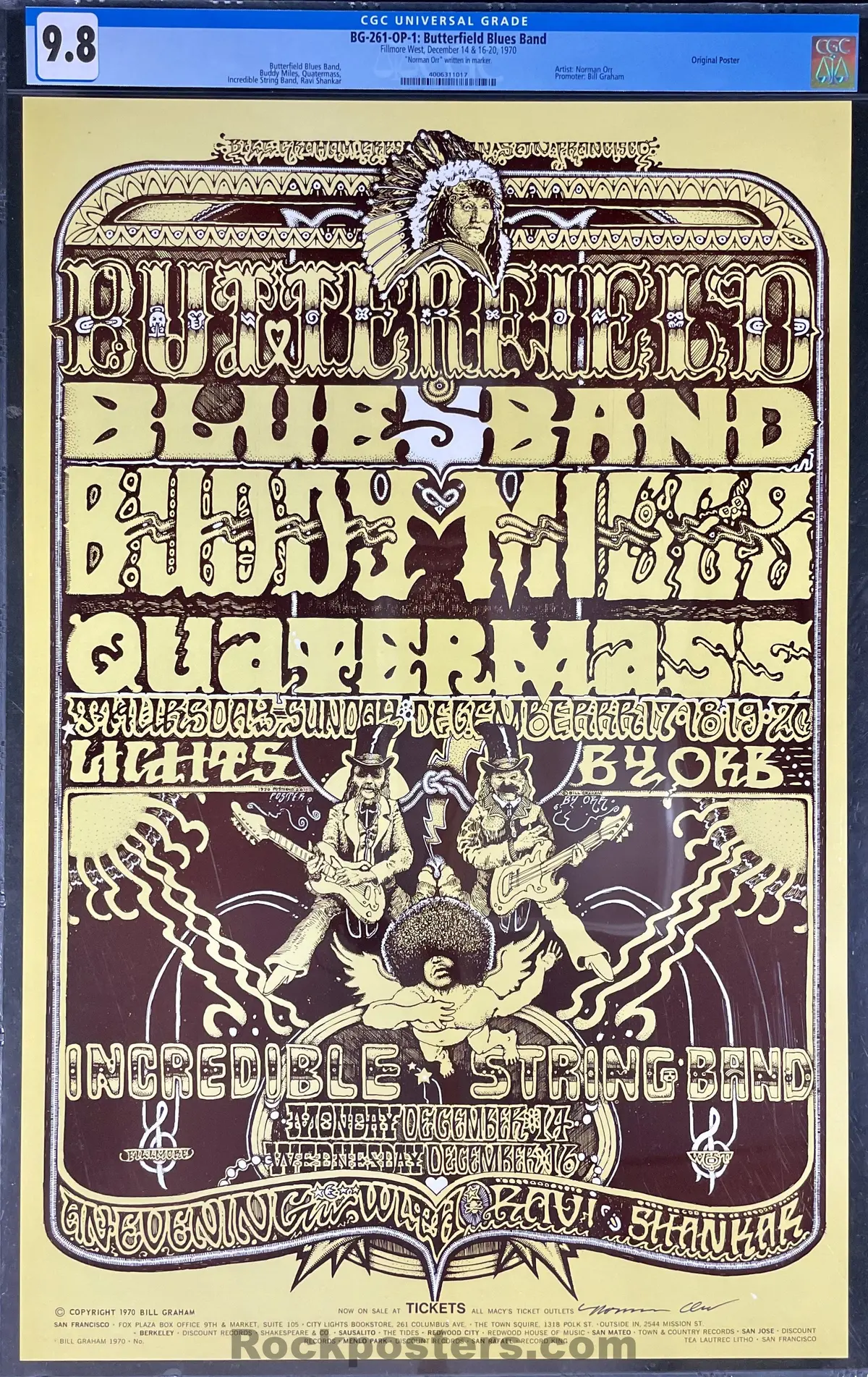 Bg-261 - Butterfield Blues Band - Norman Orr Signed - 1970 Poster  - Fillmore West - Cgc Graded 9.8 1