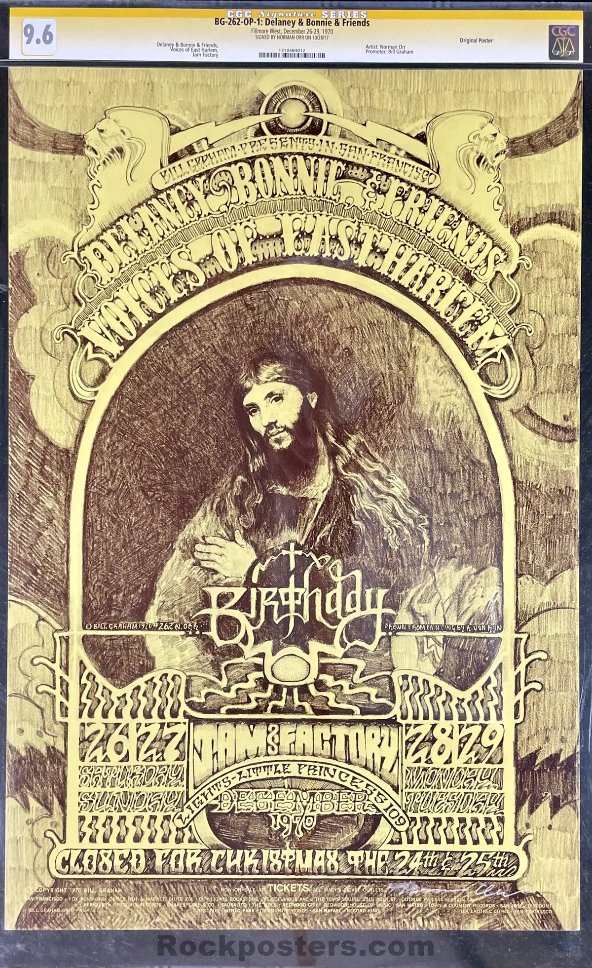 Bg-262 - Delaney And Bonnie - Norman Orr Signed - 1970 Poster - Fillmore Auditorium - Cgc Graded 9.6 1