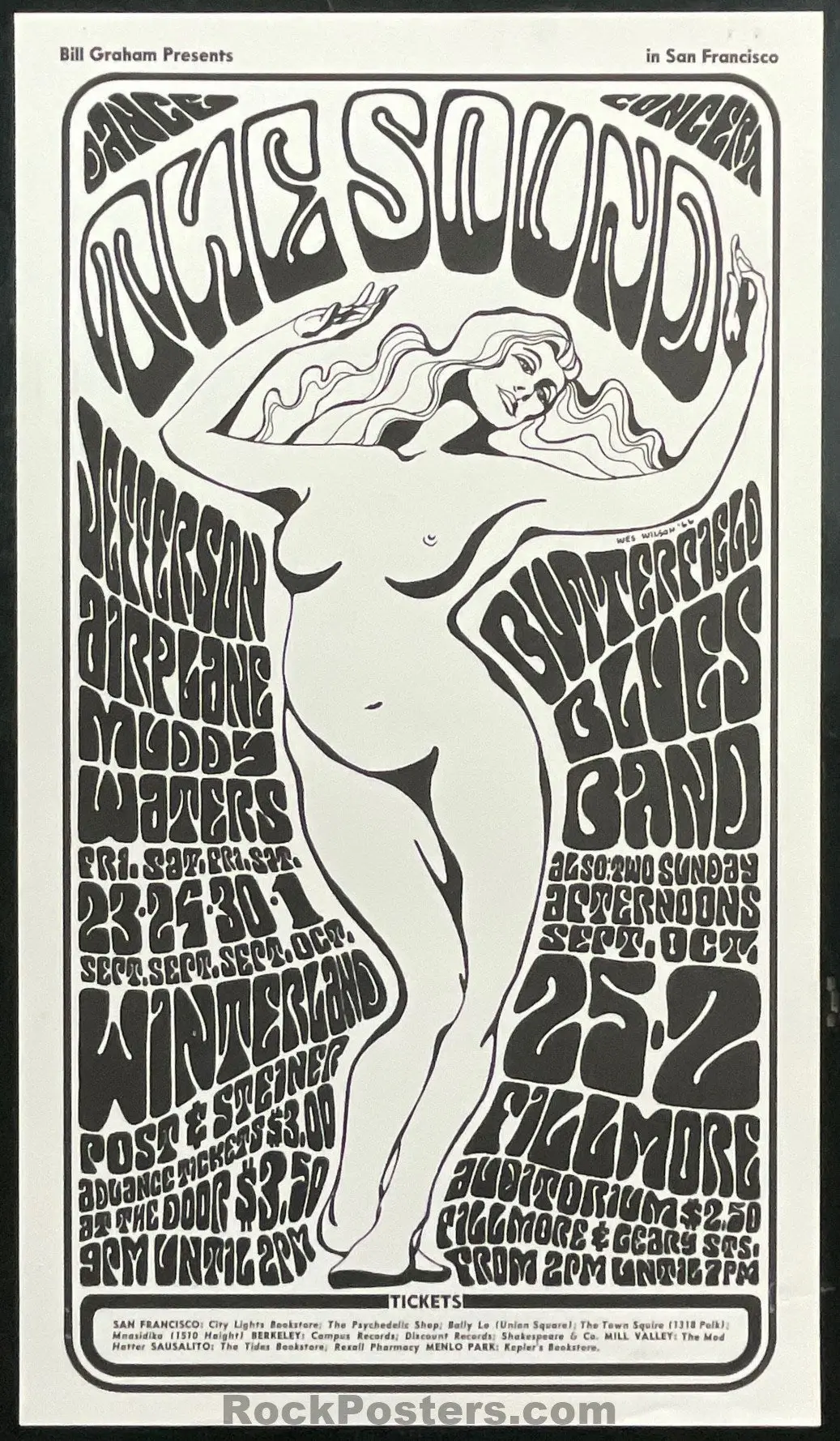 Auction - Bg-29 - Jefferson Airplane - The Sound - Wes Wilson - Winterland/ Fillmore - 1966 Poster - Excellent 1