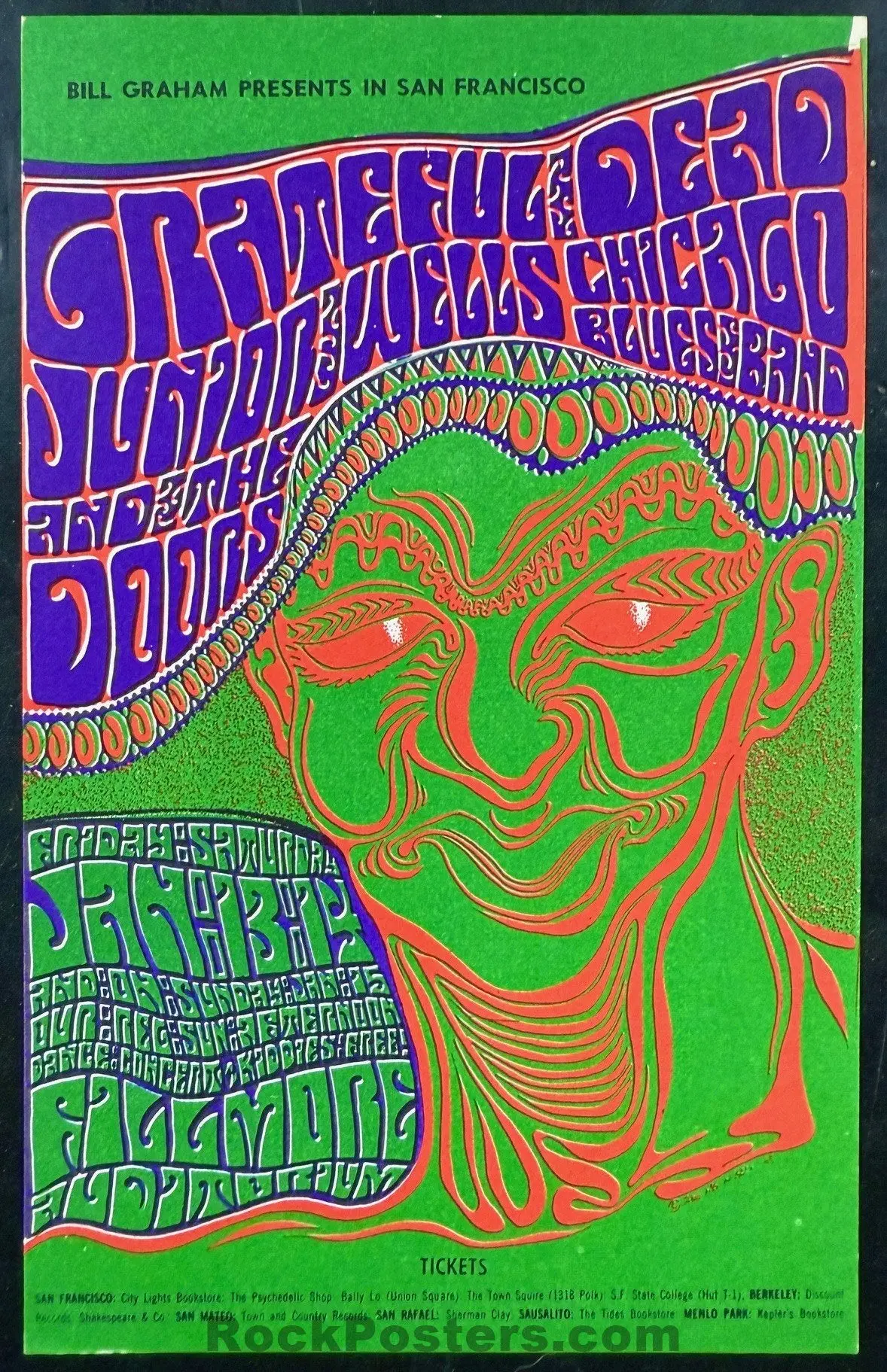Auction - Bg-45 - Grateful Dead - Wes Wilson - 1967 Handbill - Fillmore Auditorium - Mint 1