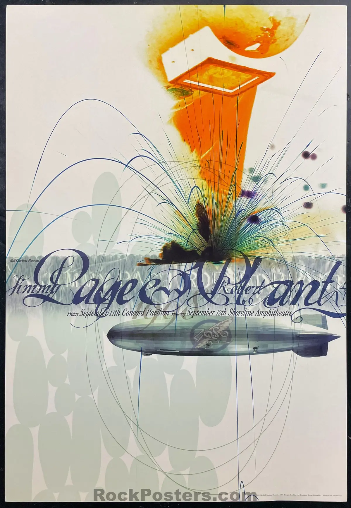 Bgp-200 - Led Zeppelin - Page & Plant - Rex Ray - Shoreline Amphitheatre - 1998 Poster - Near Mint Minus 1