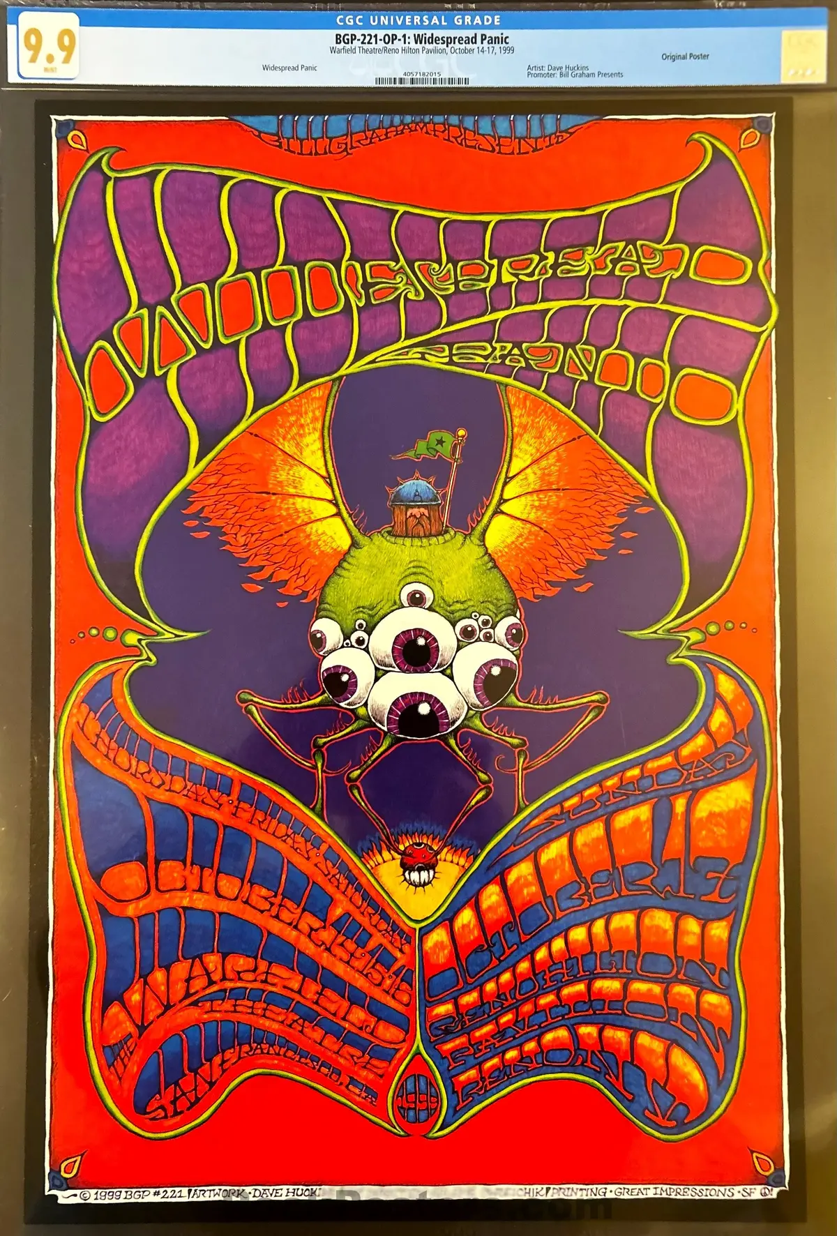 Auction - Bgp-221 - Widespread Panic - 1999 Concert Poster - Warfield Theater - Cgc Graded 9.9 Mint 1