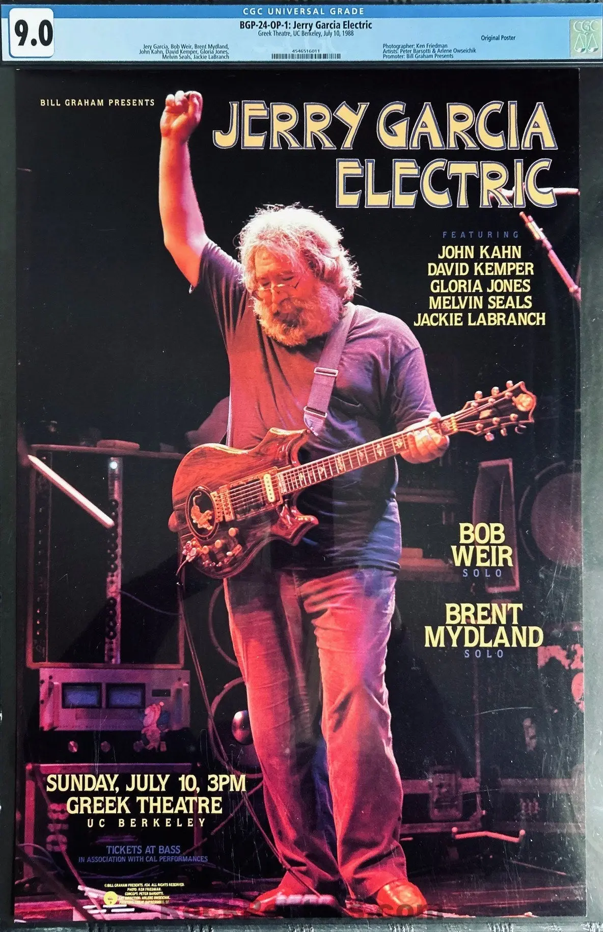 Auction - Bgp-24 - Jerry Garcia Band - 1989 Poster - Greek Theater - Cgc Graded 9.0 1