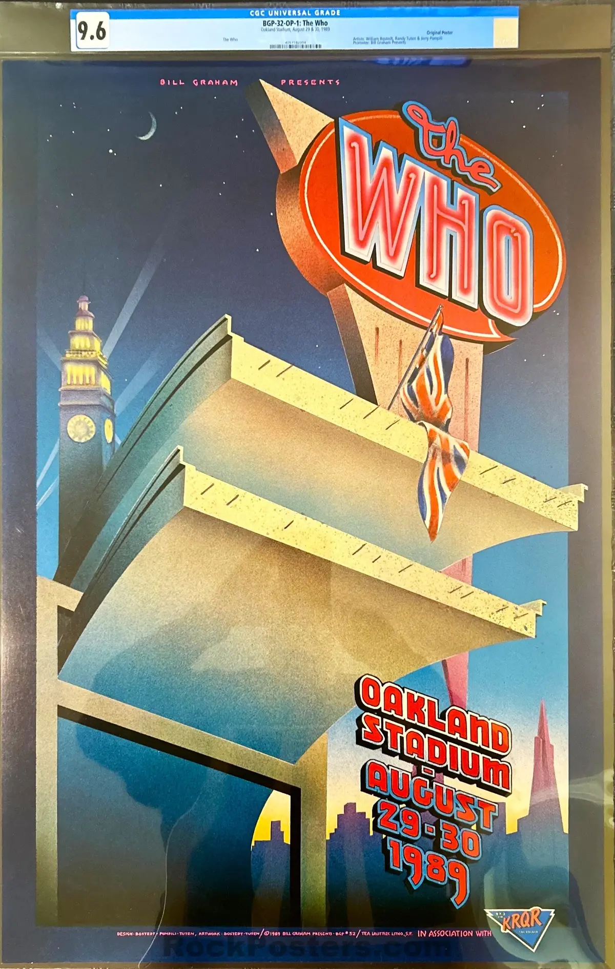 Auction - Bgp-32 - The Who - Day On The Green 1 & 2 - Oakland Coliseum - 1989 Poster - Cgc Graded 9.6 1