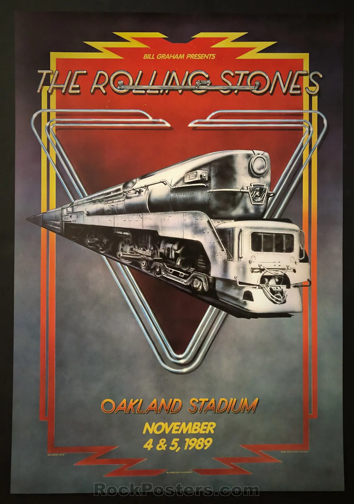 Auction - Bgp-34 - Rolling Stones - Steel Wheels Tour - 1989 Poster - Oakland Stadium - Mint 1
