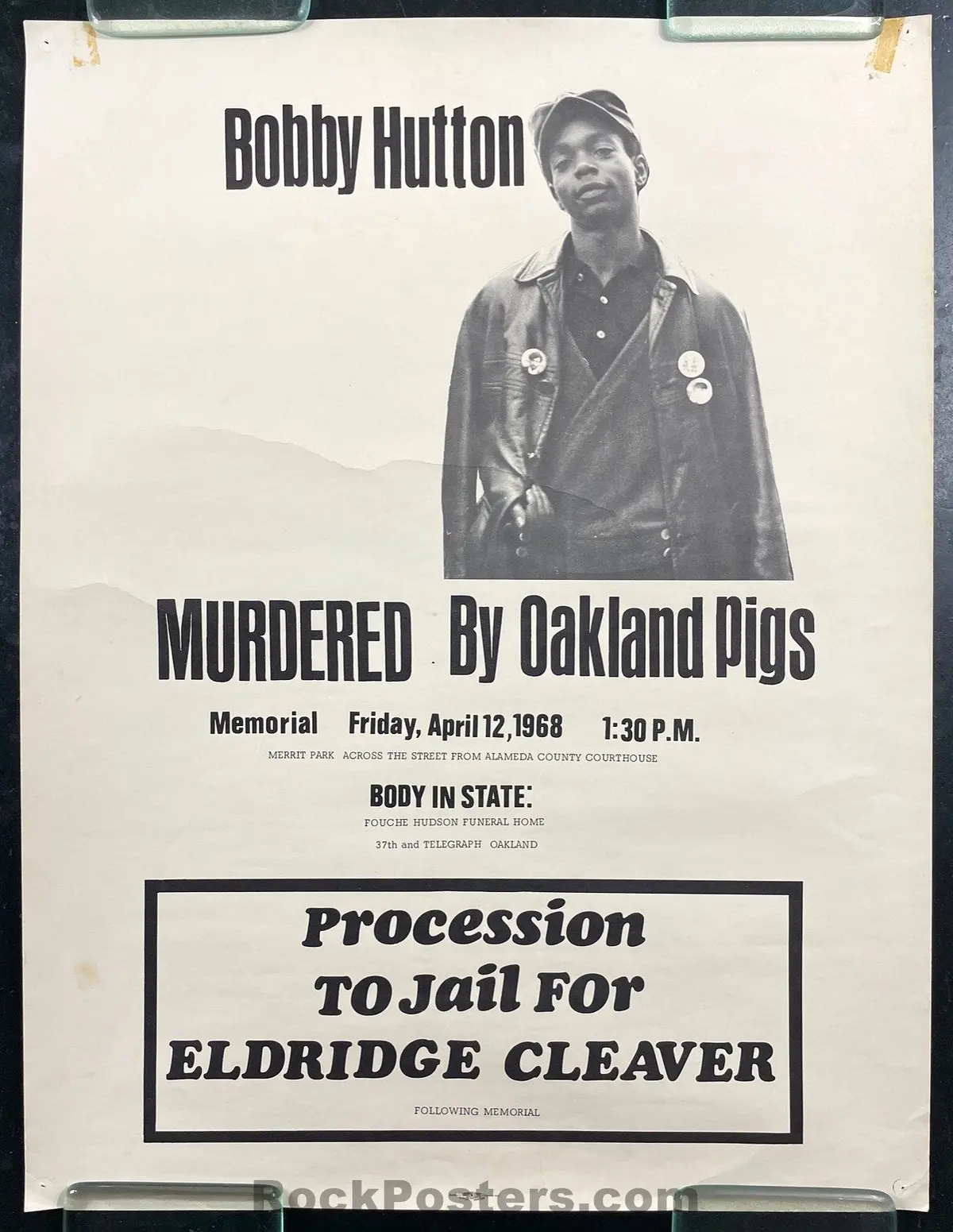 Auction - Black Panther Party - Bobby Hutton - 1968 Memorial Poster - Very Good 1