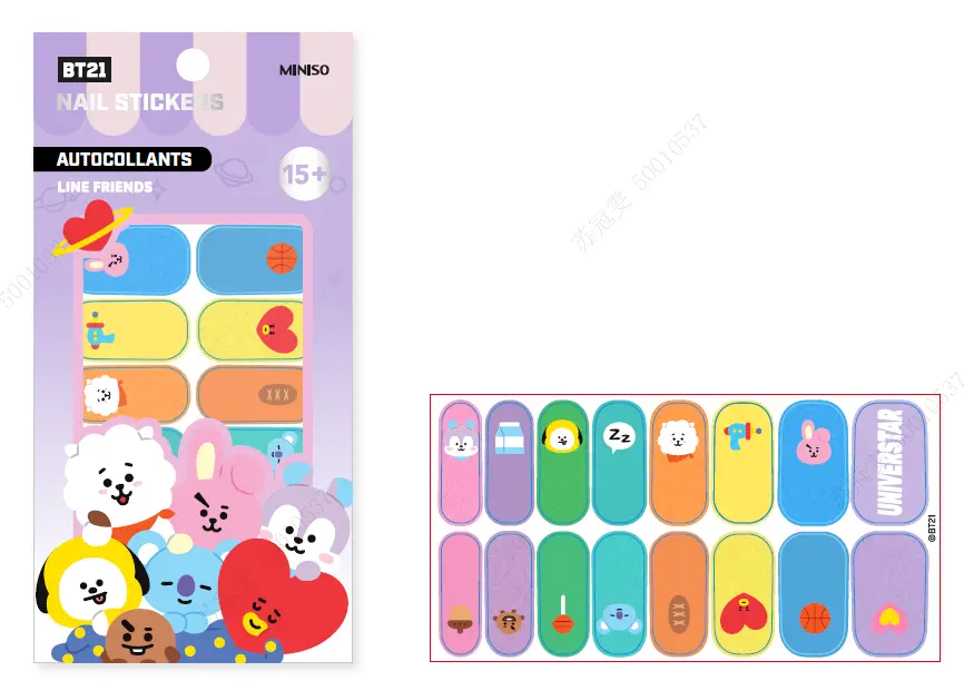 Bt21 Collection 16 Pcs Full Wrap Nail Stickers 1